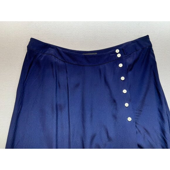 Talbots Womens Preppy Midi Skirt Stretch Size 18 Blue Button Side Zipper Casual - Picture 4 of 12